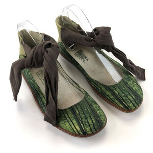 El Naturalista tree print ankle tie ballet flats Size 37/6.5